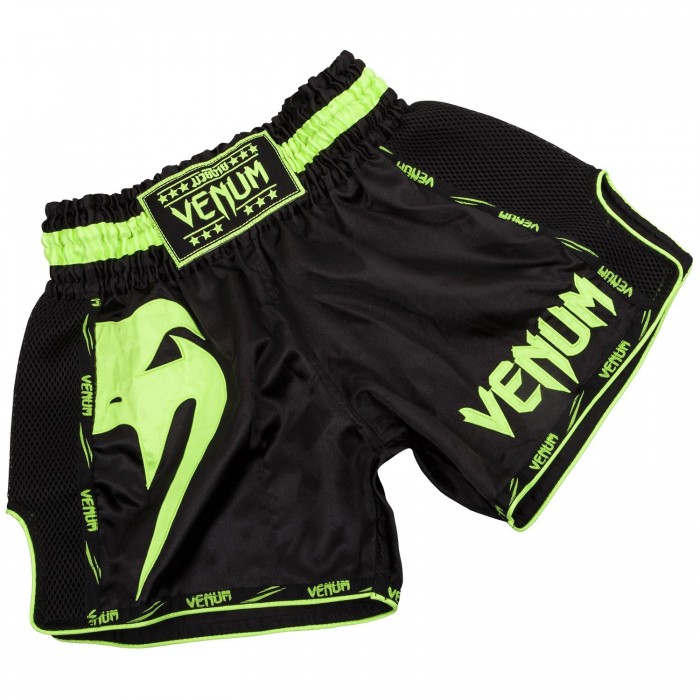 Муай Тай Шорти - Venum Giant Muay Thai Shorts- Black/Neo Yellow​